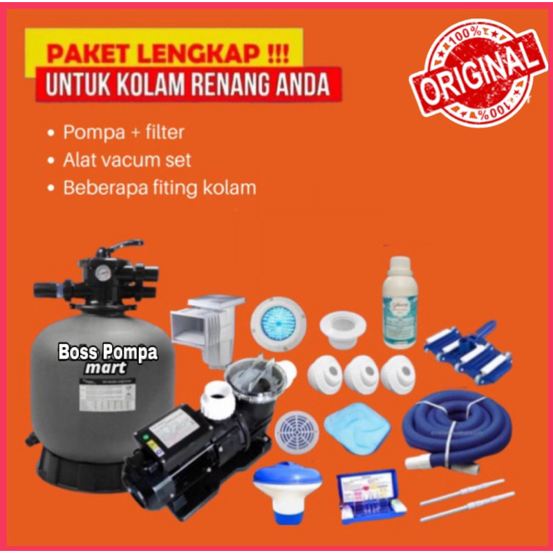 Pompa Kolam Renang Lengkap Paket Filter Vacum Pompa Kolam Renang