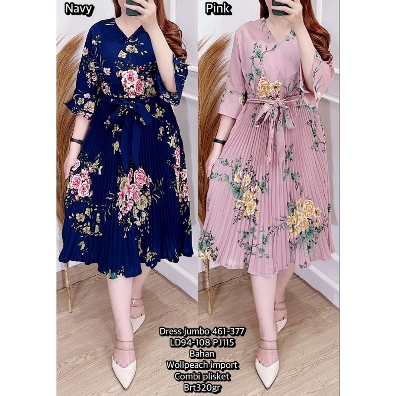 Dress Jumbo 461 377 Wollpeach Plisket Import