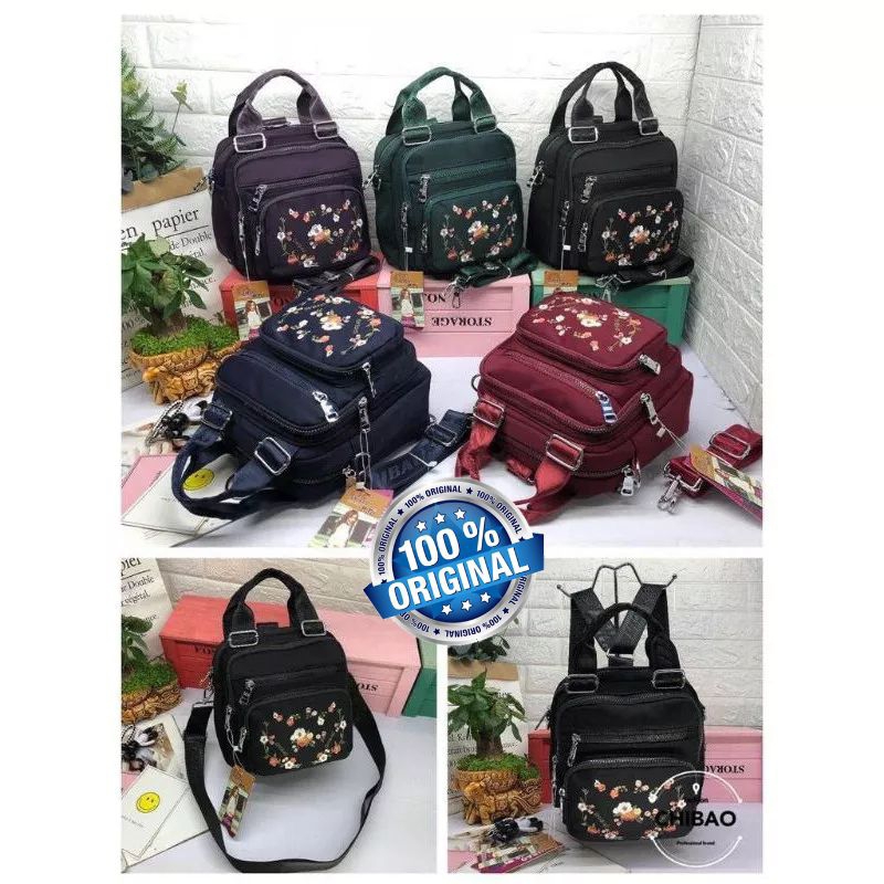 Original Tas Wanita Import Jinjing dan Selempang CHIBAO BOBO Mini  Bordir Bunga 3 in1 SUPER Terbaru