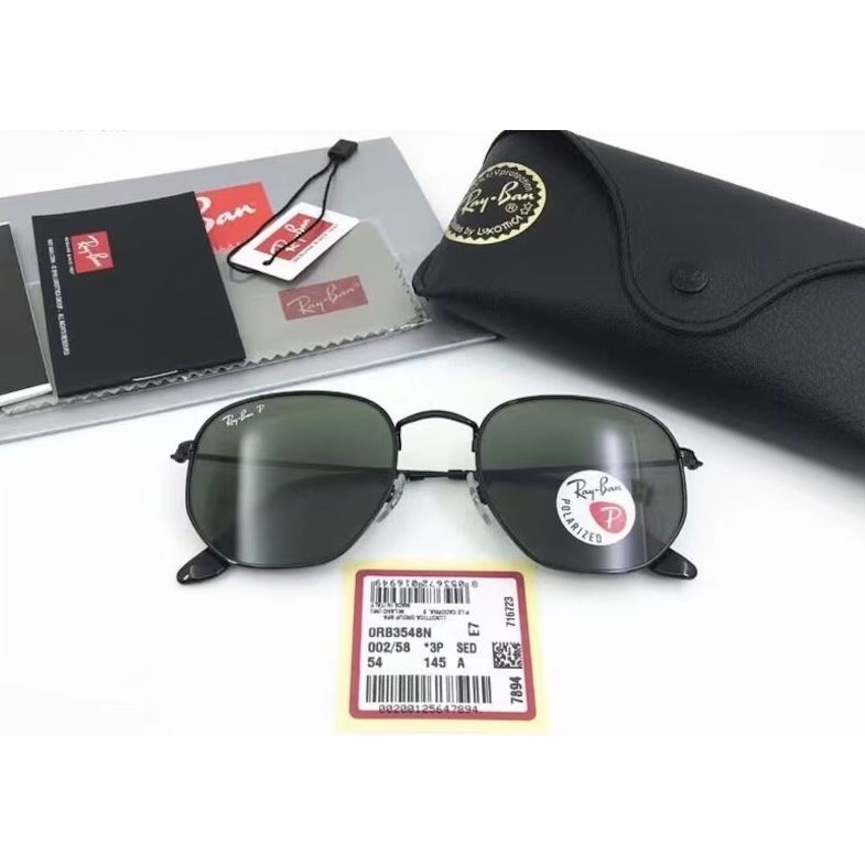 Kacamata Ray Ban Hexagonal RB3548 Black Sunglasses Polarized Limited