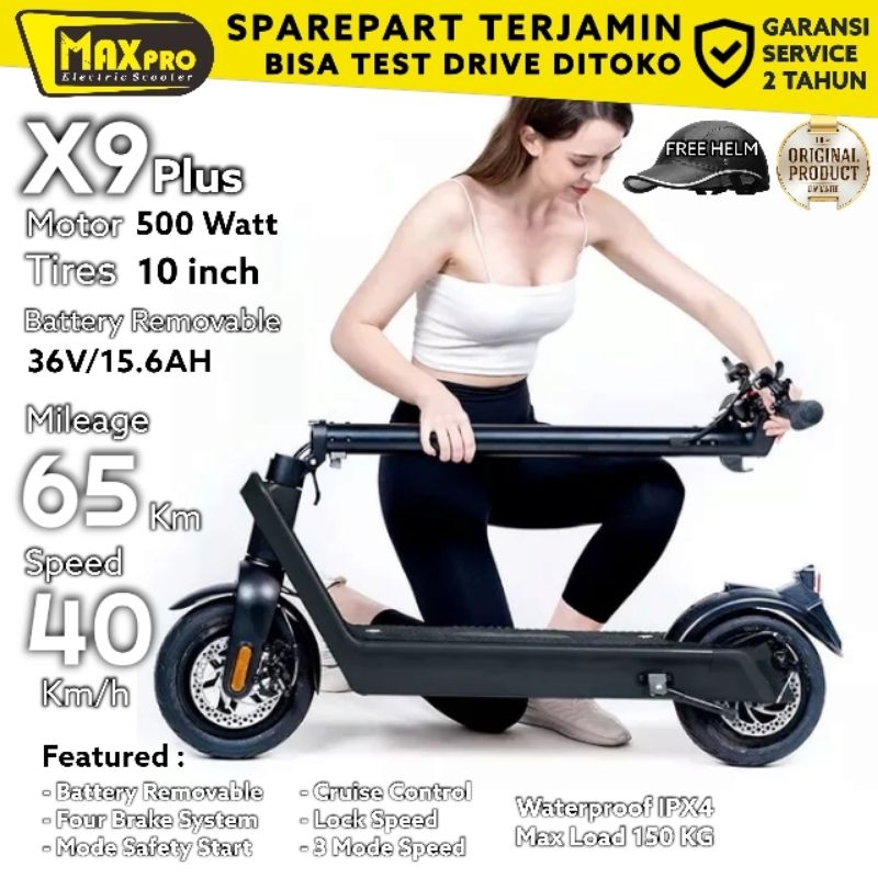 SKUTER LISTRIK MAXPRO X9 PLUS SCOOTER ELECTRIC 10 INCH 500 WATT