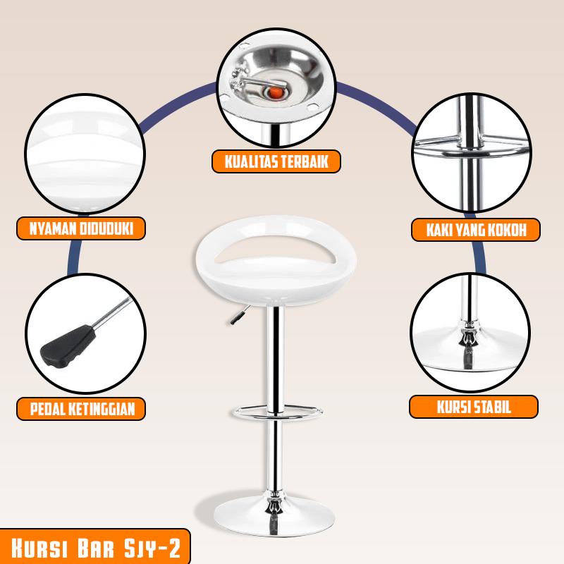 Kursi Bar Kursi Cafe Barstool Hidrolik Kursi Cafe Kursi Kitchenset Bar Chair Bulat SJY-2