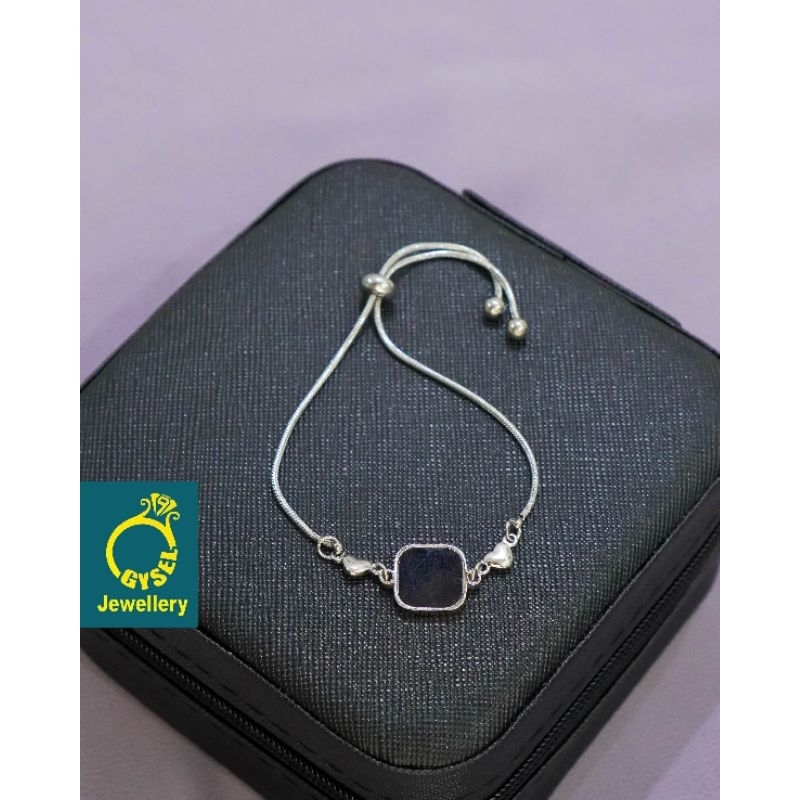 GT mata hitam S - Gelang Serut Titanium Mata Hitam Silver
