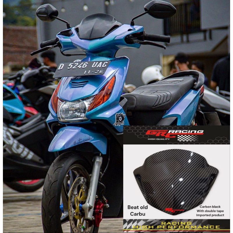 Visor variasi universal honda beat new esp beat karbu beat injeksi lama bahan akrilik carbon free double tape
