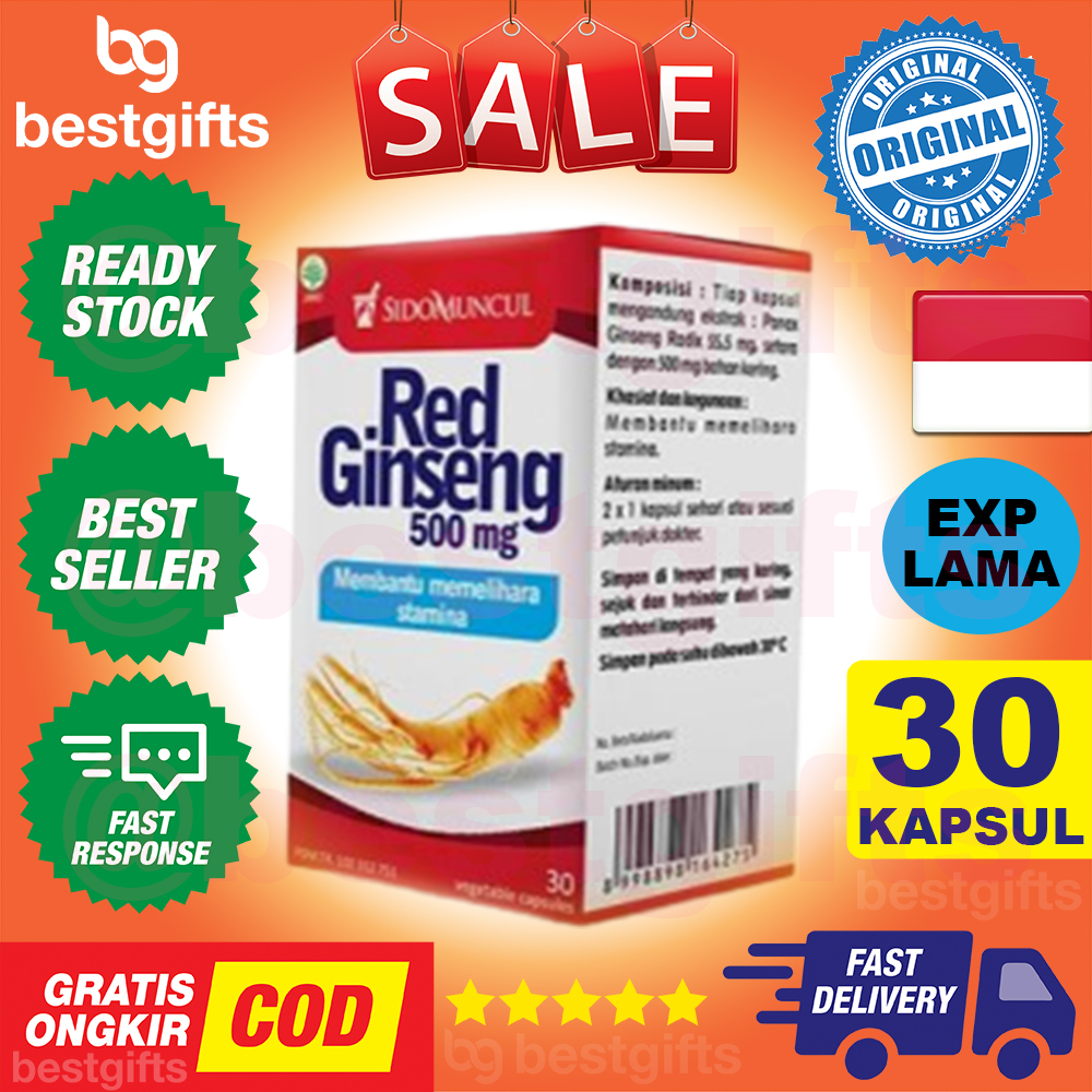 SIDOMUNCUL SIDO MUNCUL RED GINSENG 500 MG UNTUK STAMINA VITALITAS PRIA 30 KAPSUL