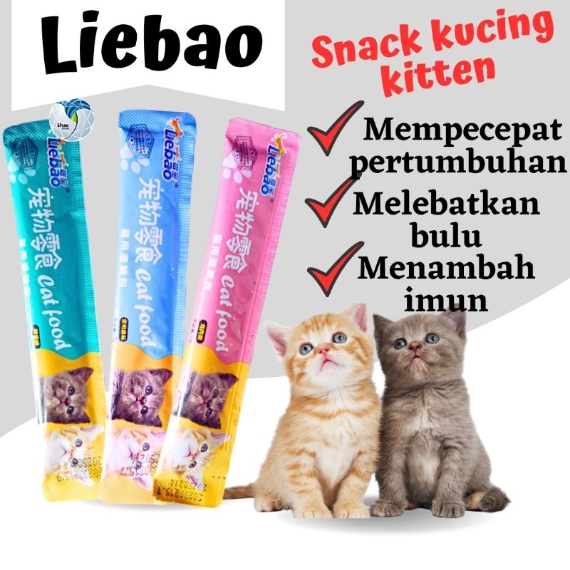 LIEBAO Snack Kucing Kitten Snack Strip hewan Peliharaan Makanan Kucing kitten Basah Bubur Bergizi shaestore15