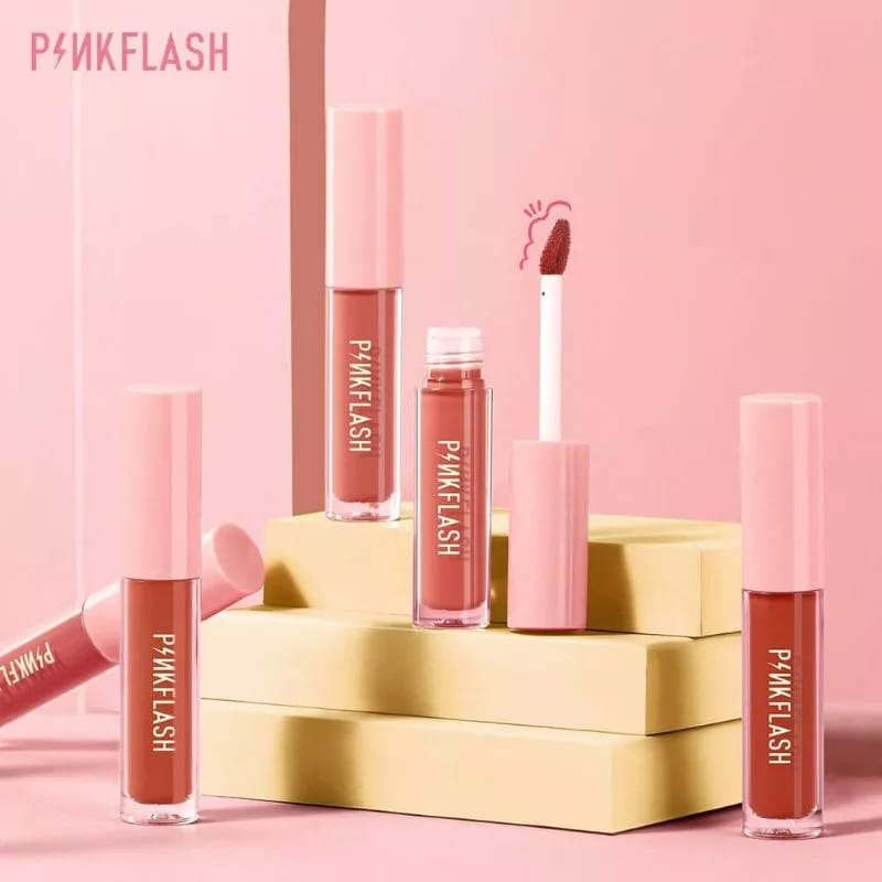 `ღ´ PHINKL `ღ´  Pinkflash Lipcream lasting matte cream warna cantik