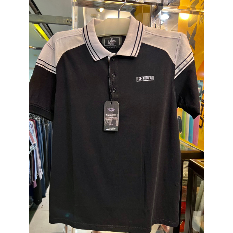 KAOS KERAH LGS GENERATION BLACK WHITE KOMBINASI