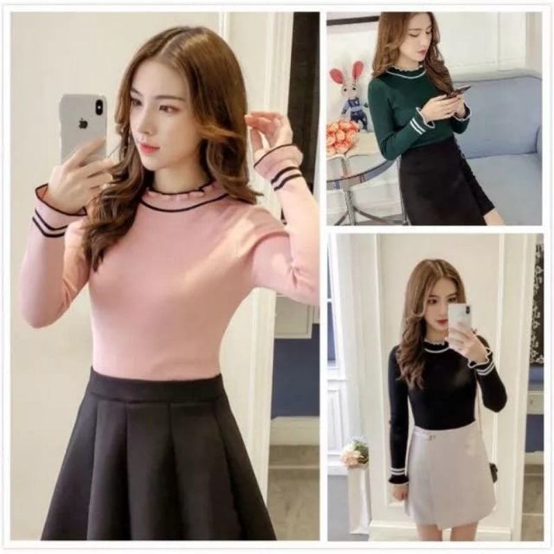 baju rajut ivvory kriwil lengan panjang song hiye Kyo turleneck
