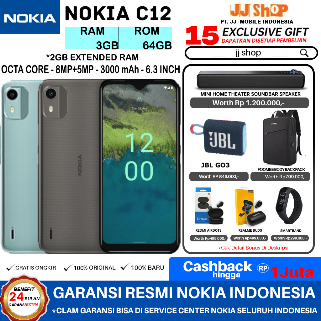 NEW NOKIA C12 3/64 GB RAM 3GB ROM 64GB GARANSI RESMI &amp; OPPO A16 3/32 GARANSI RESMI