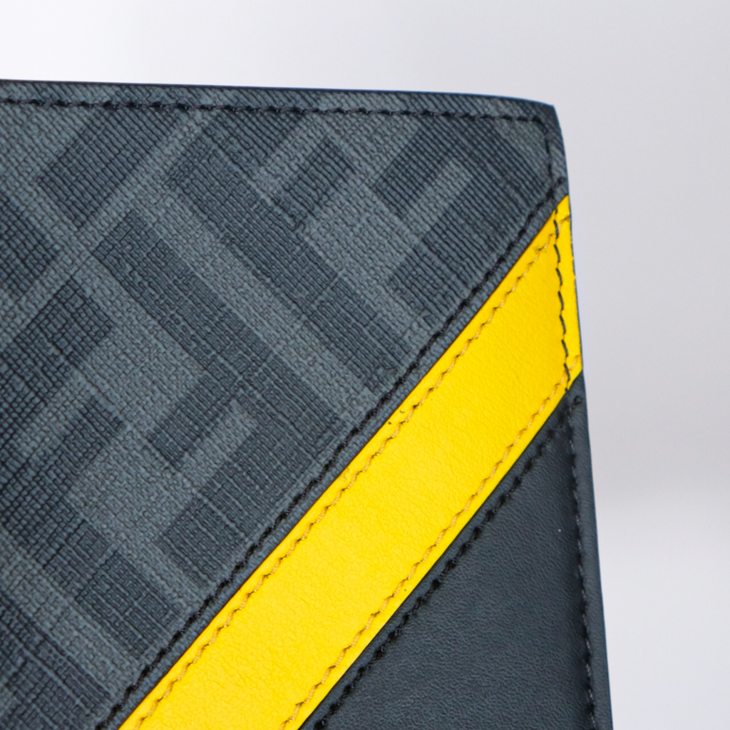 Fendi FF Logo Leather Wallet Black/Yellow