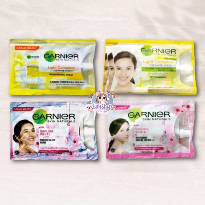 [BPOM] GARNIER LIGHT CREAM SACHET / GARNIER SAKURA CREAM SACHET / GARNIER FACIAL WASH SACHET