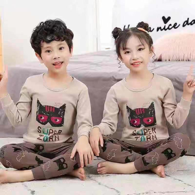 BAJU TIDUR ANAK LENGAN PANJANG UNTUK 1-10TAHUN/PIYAMA ANAK/SETELAN ANAK BAHAN KAOS