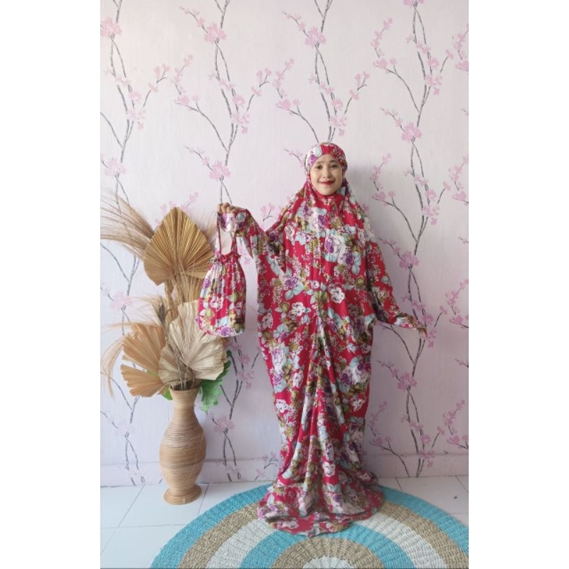 mukena terusan motif bunga rayon bali