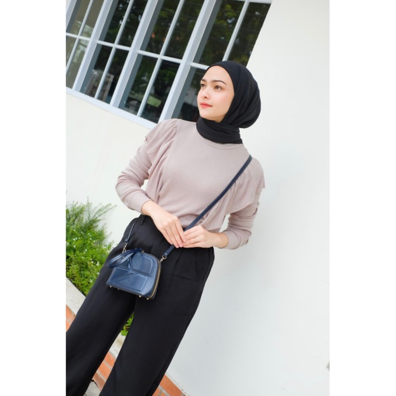 HILLARYA BLOUSE RIB COTTON - Cirebon Cloth  / DALMI TOP / Korean Blouse / Ruffle Blouse