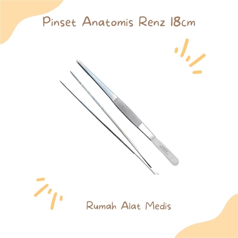 Pincet Anatomis / Sirugis Renz 16cm 18cm / Pincet Anatomi / Pinset Sirugis / Dressing Forcep 18 cm R
