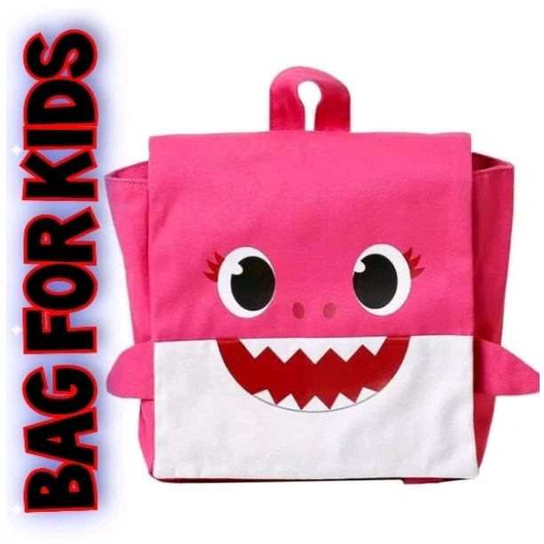 Tas Sekolah Anak Perempuan Karakter Baby Shark / Ransel Cowok Cewk 3D Pingfong Kartun Boneka Ikan hiu Lucu