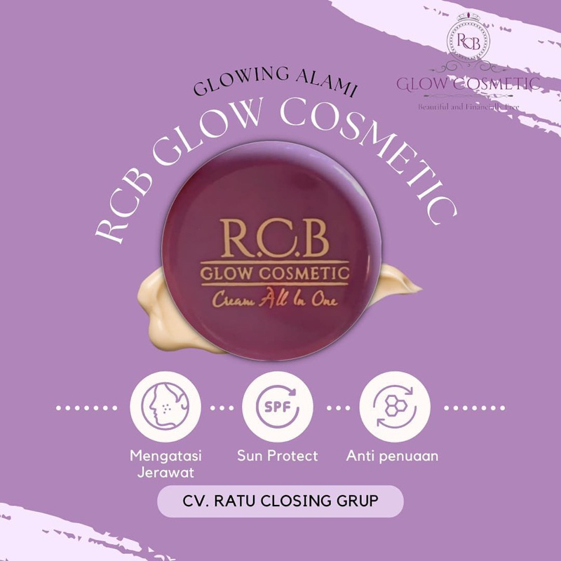 CREAM RCB GLOW ALL IN ONE ORIGINAL BPOM | CREAM  2 IN 1| CREAM SIANG MALAM