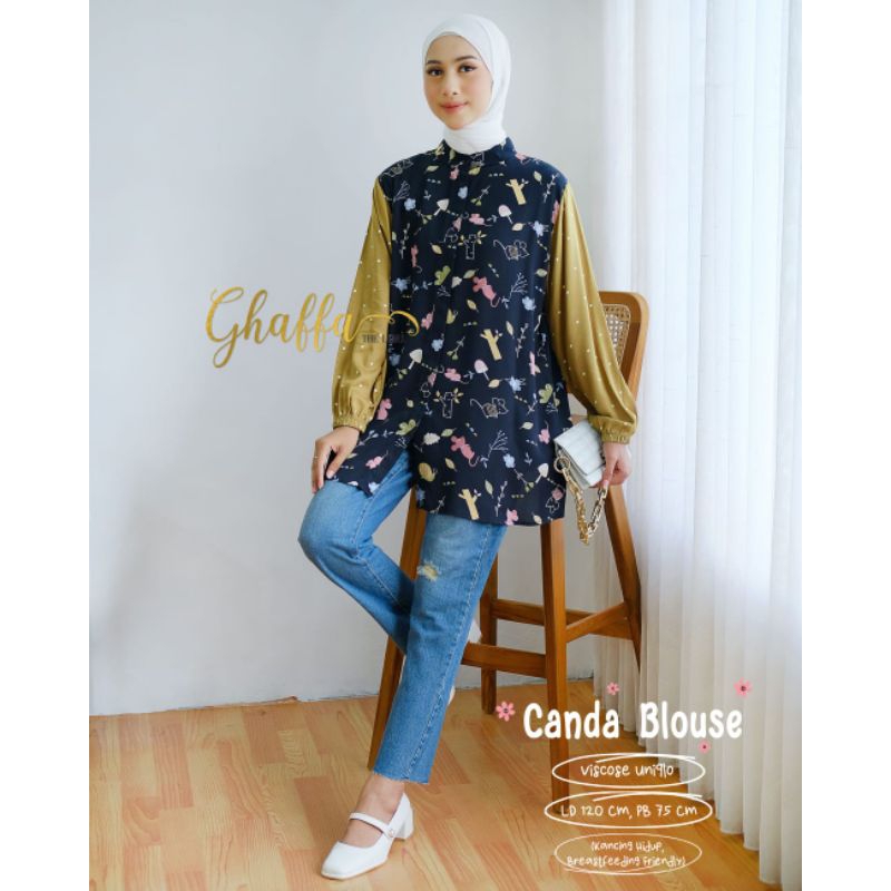 CANDA BLOUSE BY GHAFFA THE LABEL / BLOUSE MOTIF MUSLIMAH / Atasan rayon viscose LD 120