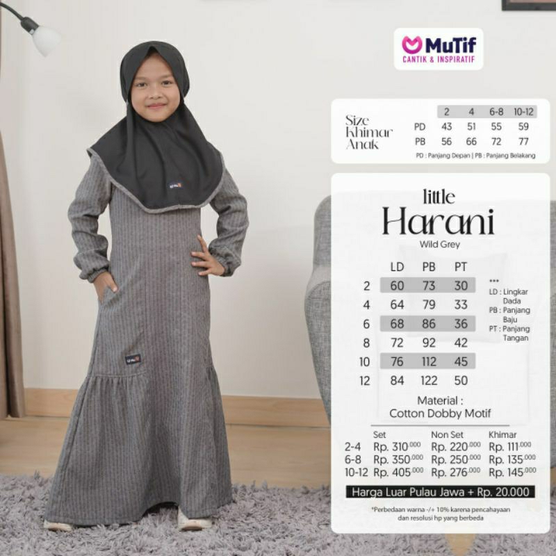 Mutif Sarimbit Harani Wild Grey Mutif Man Hamizan Little Harani Hamizan Baju Muslim Gamis Sarimbit Keluarga Family Series Terbaru Ori Lebaran 2023