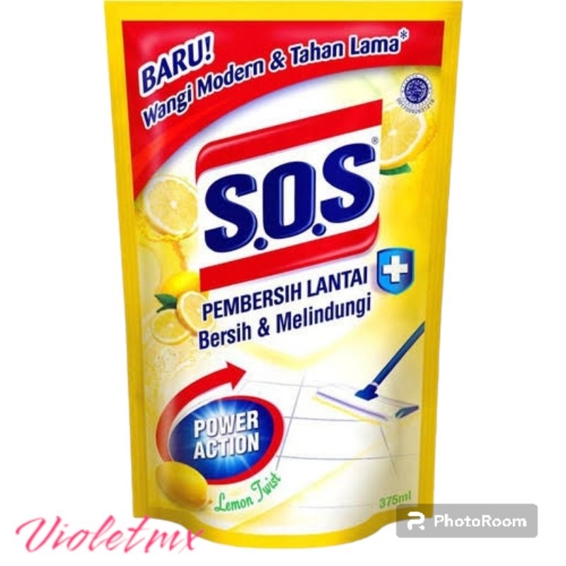 S.O.S Pembersih Lantai Lemon 375ml x 3pcs