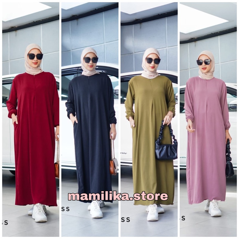 DELIA DRESS | DASTER GAMIS PANJANG CRINKLE AIRFLOW