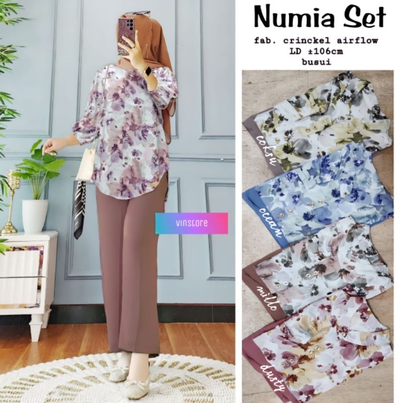 Numia Set Original By Vinstore Setelan Wanita Busui Bahan Crinkle