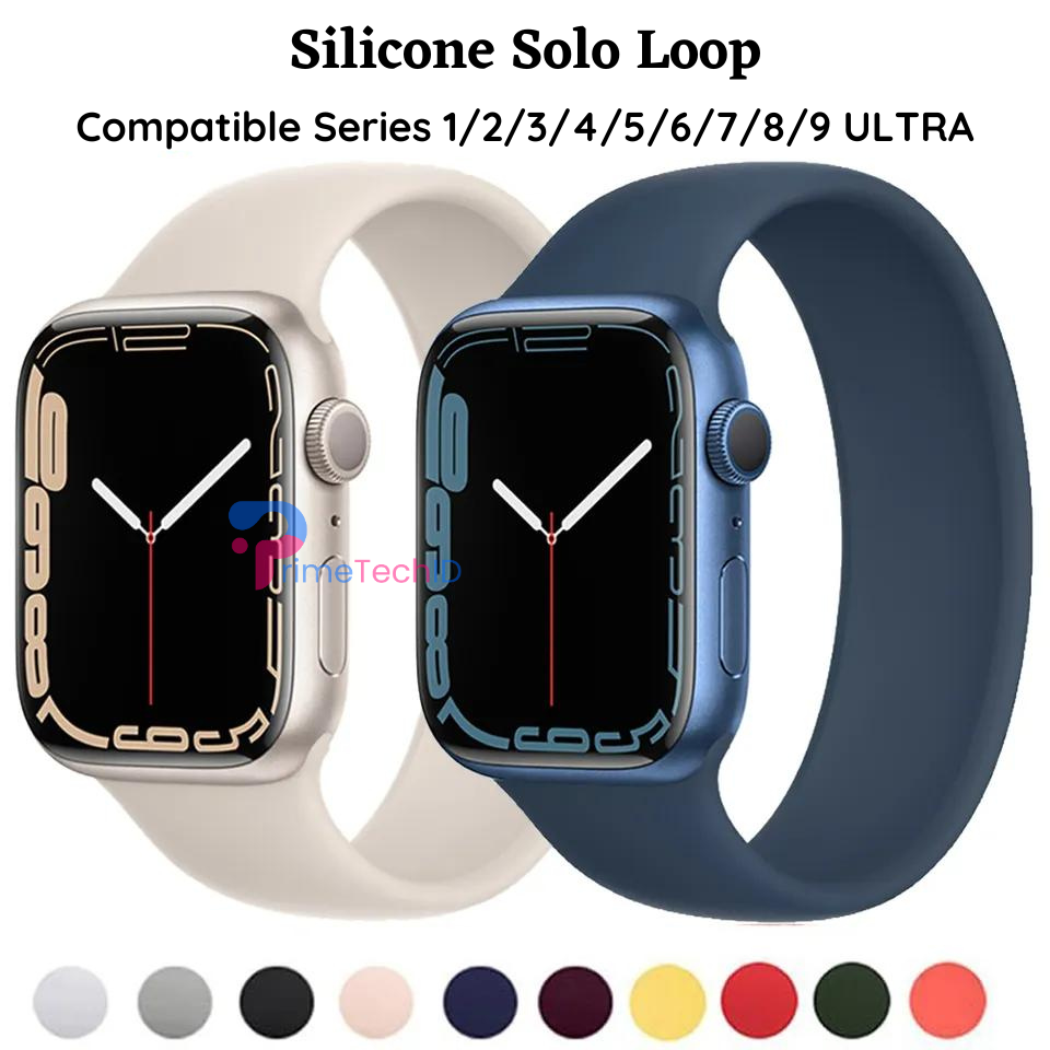 Strap untuk Apple Watch IWO HW 49 45 41 44 40 42 38mm Tali Jam Tangan Solo Loop Sport Band Strap iWatch Series SE 9 ULTRA 8 7 6 5 4 3 2 1