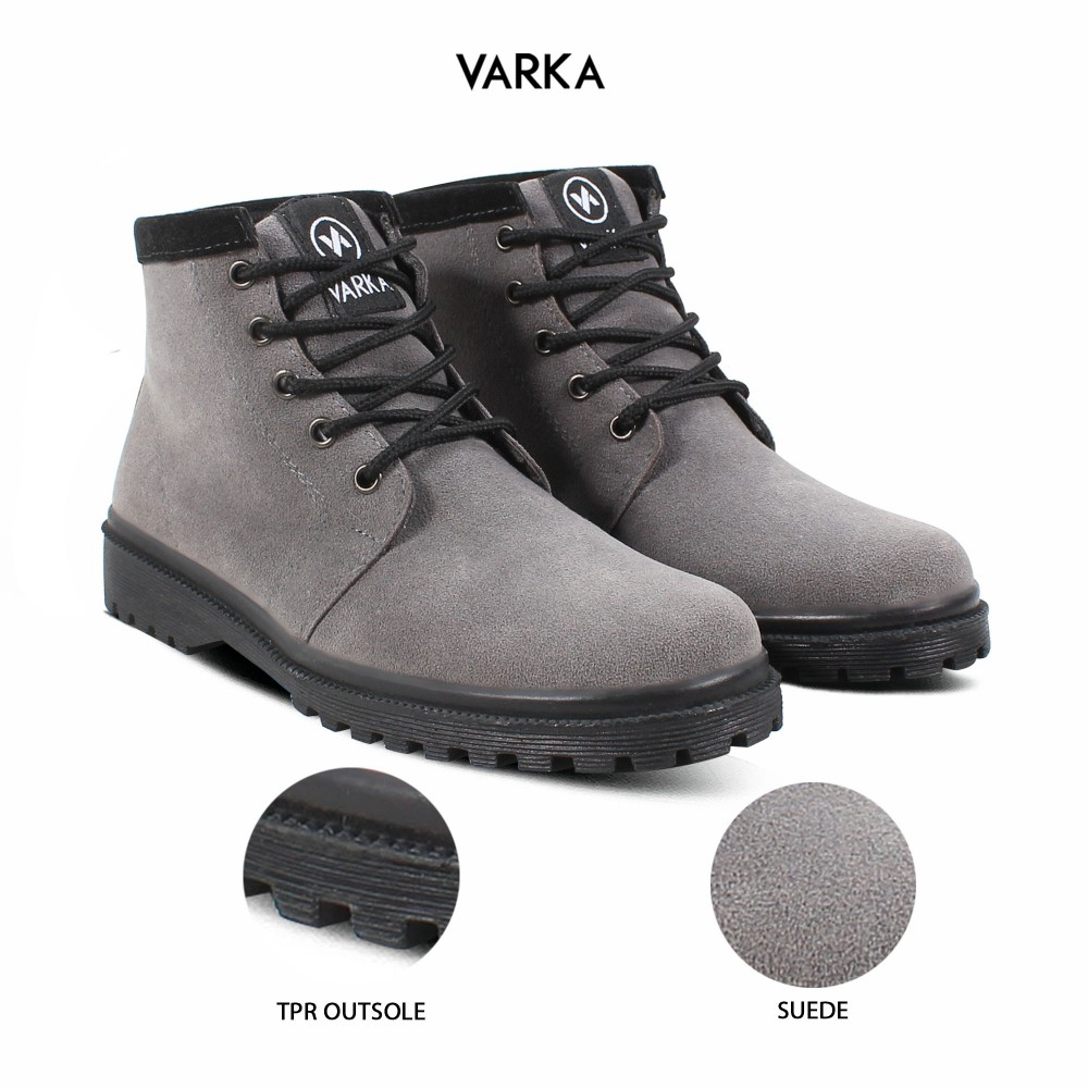 Sepatu Boots Wanita Terbaru V 5318 Brand Varka Sepatu Sneaker Wanita Kerja Hangout Trendi Berkualitas Warna Abu