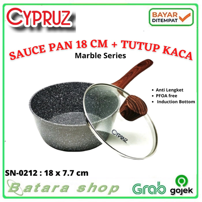 CYPRUZ Sauce Pan SN-0212 Panci Marble Induksi 18cm Free Tutup Kaca 18cm