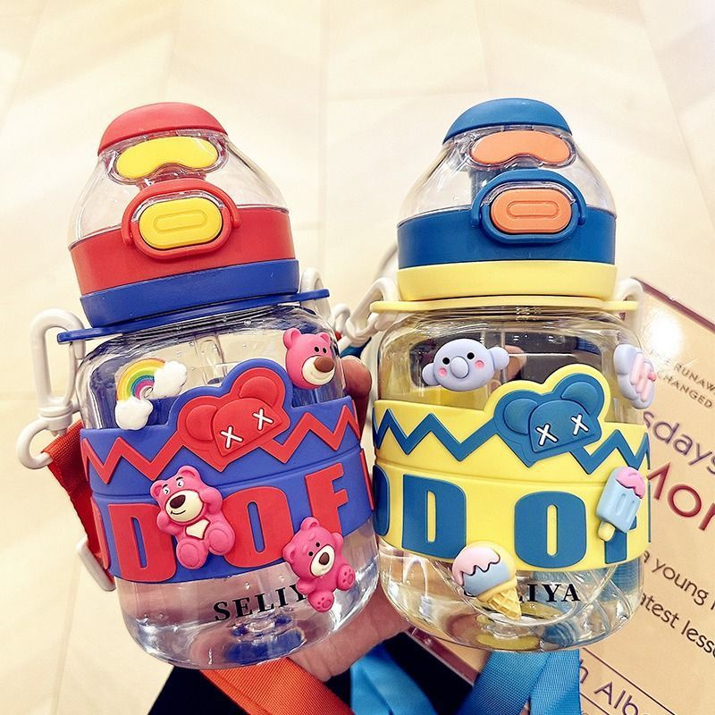 Botol Minum Anak Botol Minum Tali Panjang + Sedotan Kapasitas 600ml 2682 BPA FREE