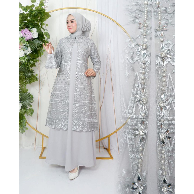 AZURA SCRAF / Dress Amalia Bahan Ceruty Mix Tulle Safto Non Gliter Mewah / Dress Kondangan Kekinian / Gamis Mewah Terlaris / Gamis Outher Premium / Gamis Tanah Abang / Gamis Kondangan / Gamis Ceruty / Dress Tulle / Dress Premium / Gamis Modern