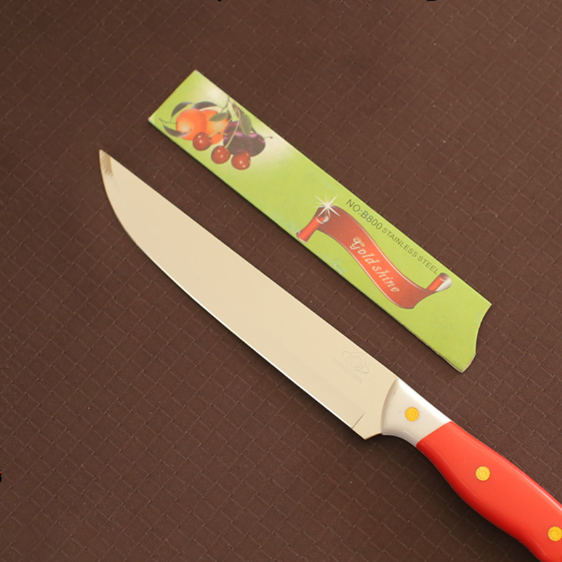 Pisau Dapur Gagang Warna 7 Inch Stainless Steel Pisau Daging Buah Sayur Chef Knife