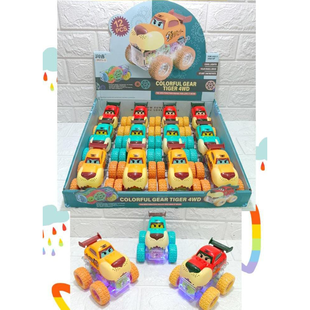 Mainan Mobil Stunt Gear Lampu/Led Karakter [ TIGER ] RS6814E