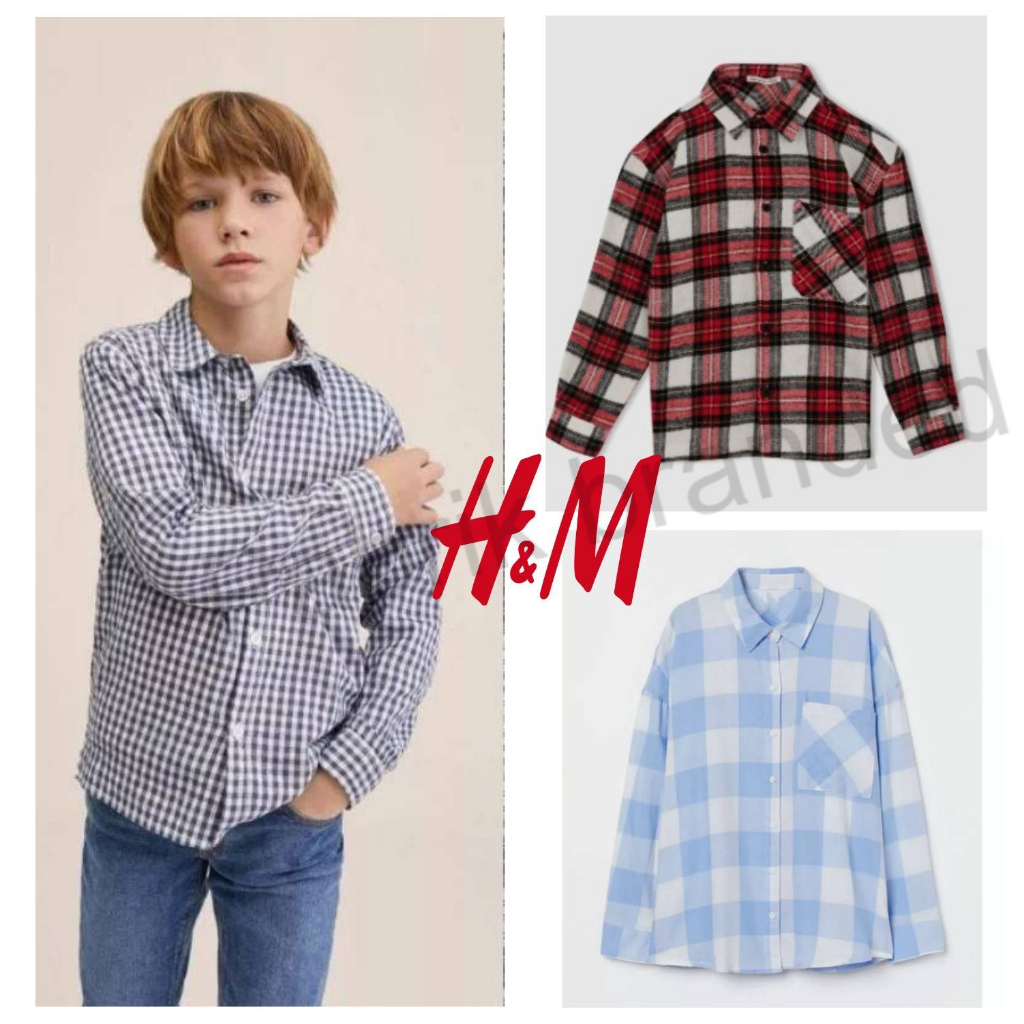 pabrik branded Hnm shirt boys baju atasan kemeja anak laki laki Kids 4 years tahun lengan panjang mu