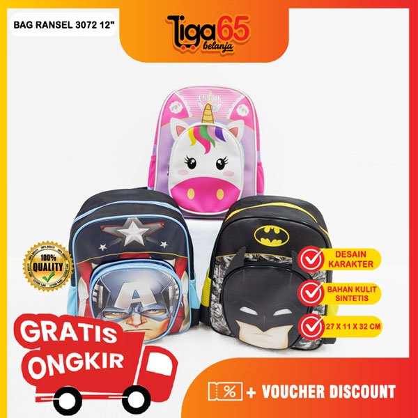 365 Tas Anak / Ransel Anak Sekolah TK / Tas Anak Perempuan Motif / Tas Anak Laki Laki Motif / Tas Anak TK Karakter / backpack / Ransel 3072 12&quot;