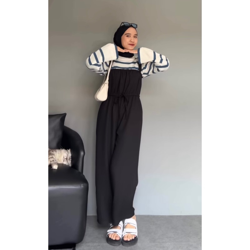 HELENA JUMSUIT - Cirebon Cloth / Korean Long Jumpsuit Pakaian Wanita Tanpa lengan