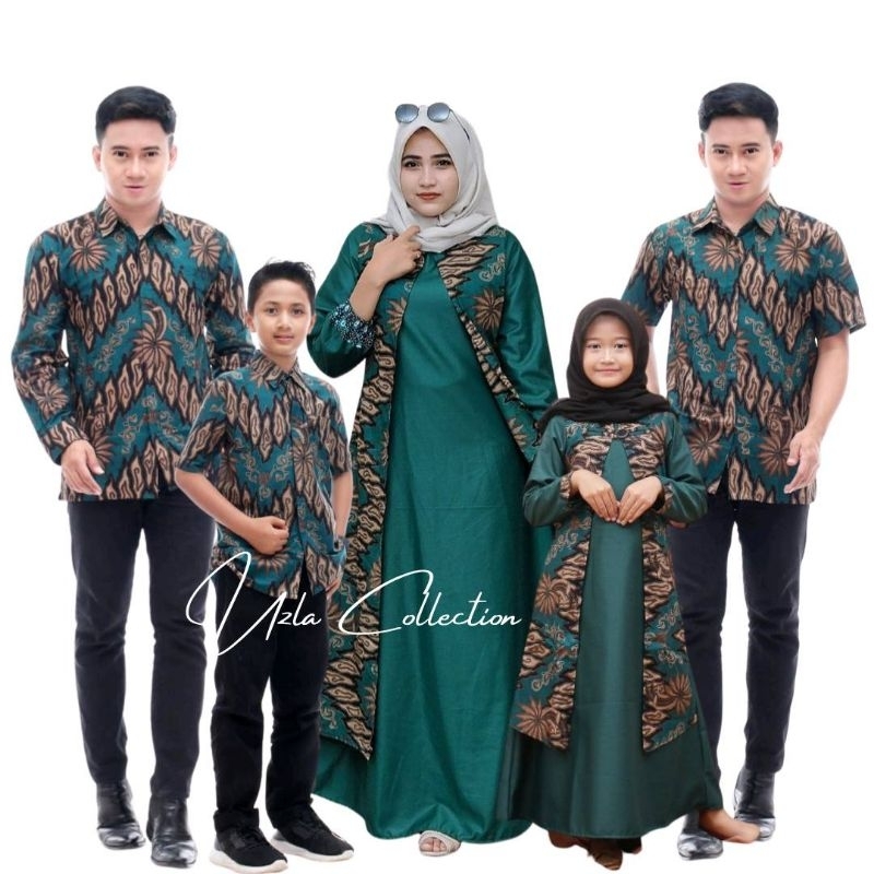 batik couple keluarga elizia hijau motif mega mendung hijau batik couple set keluarga elizia terbaru
