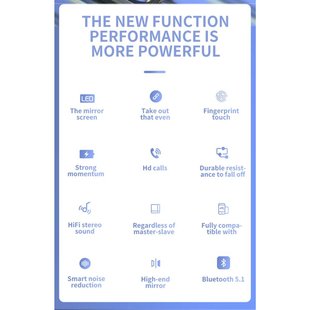 (NC) M18 V5.3 Earbud Tws nirkabel Bluetooth, earphone HIFI Stereo tampilan LED dengan senter Powerbank