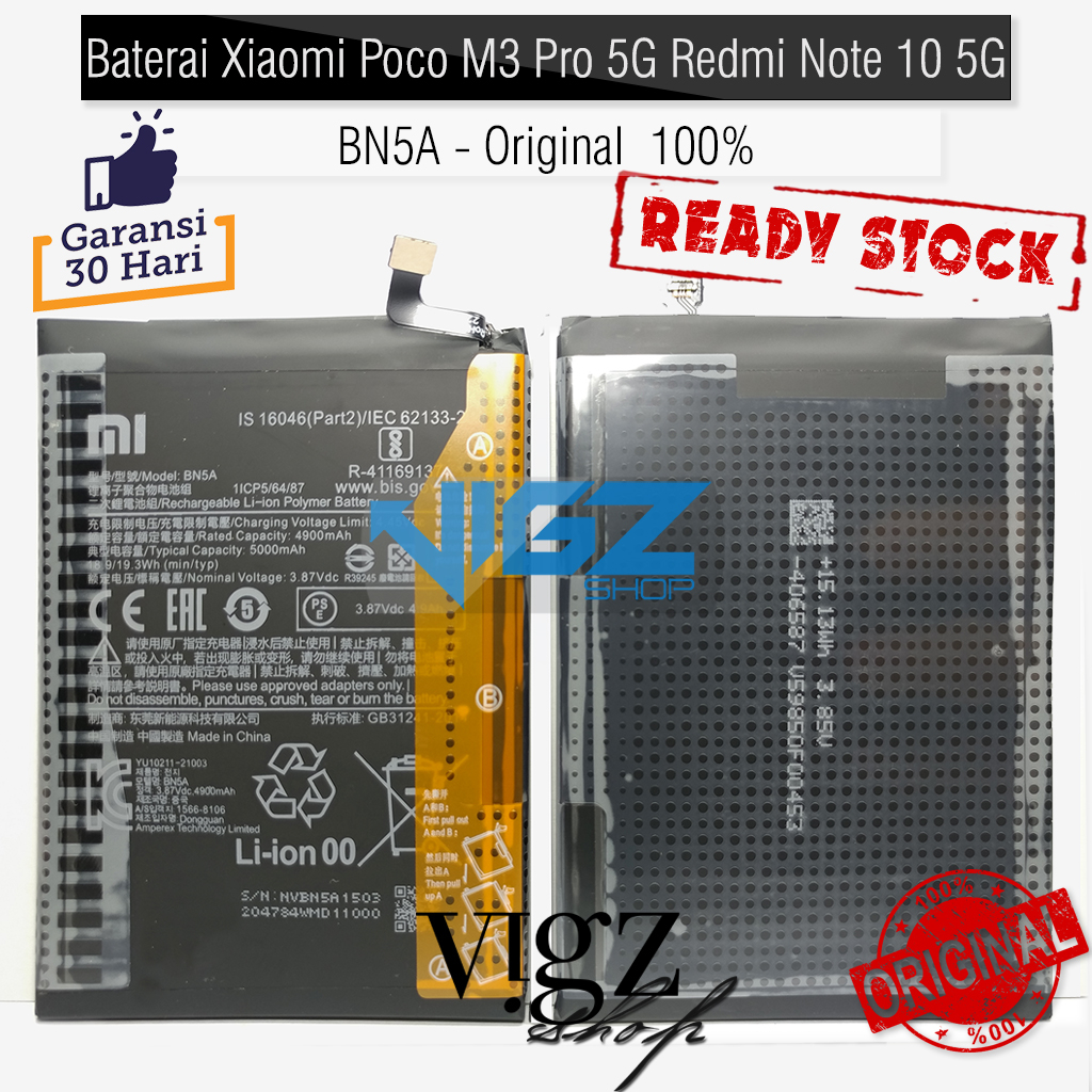 Baterai Xiaomi Poco M3 Pro 5G Redmi Note 10 5G Redmi 10 2022 BN5A Original 100%