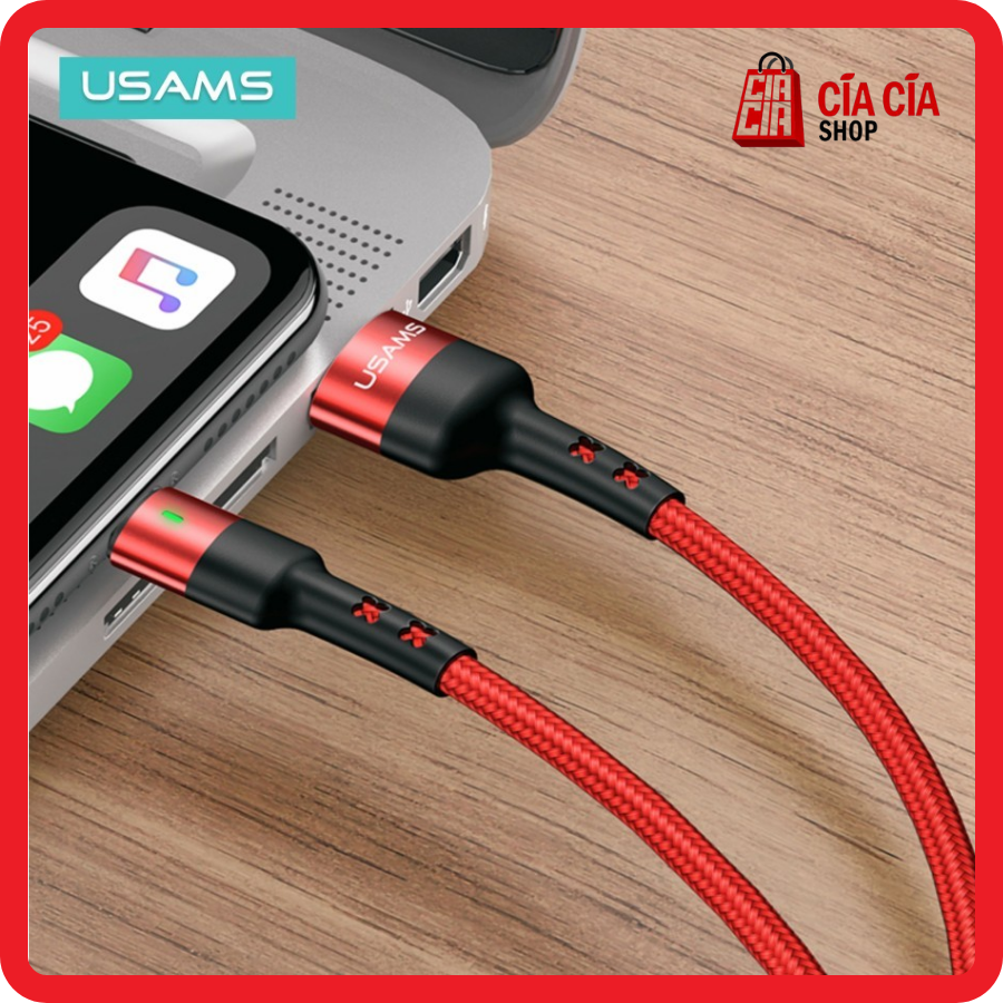 USAMS U26 KABEL CHARGER LIGHTNING iPhone FAST CHARGING LED INDIKATOR CABLE LIGHTING