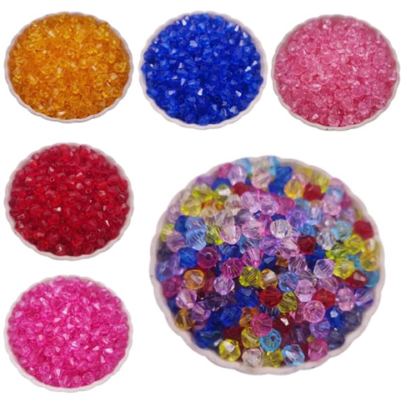 Mote akrilik segi / monte segi bulat 6mm / manik manik segi