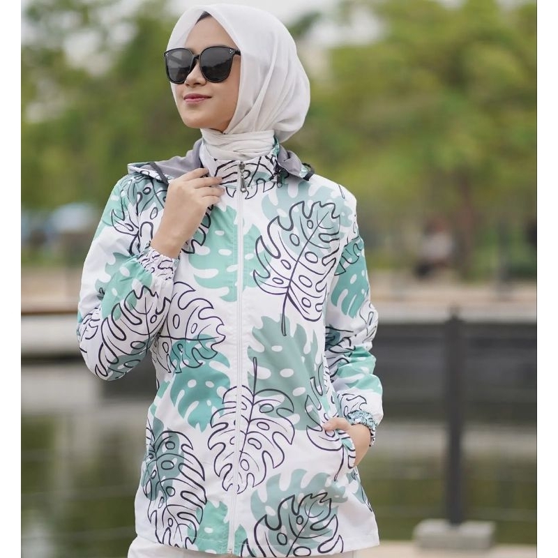 Zhafiraoutfit Jaket Printing Tunik Khanza Waterproof Anti Angin Anti Air