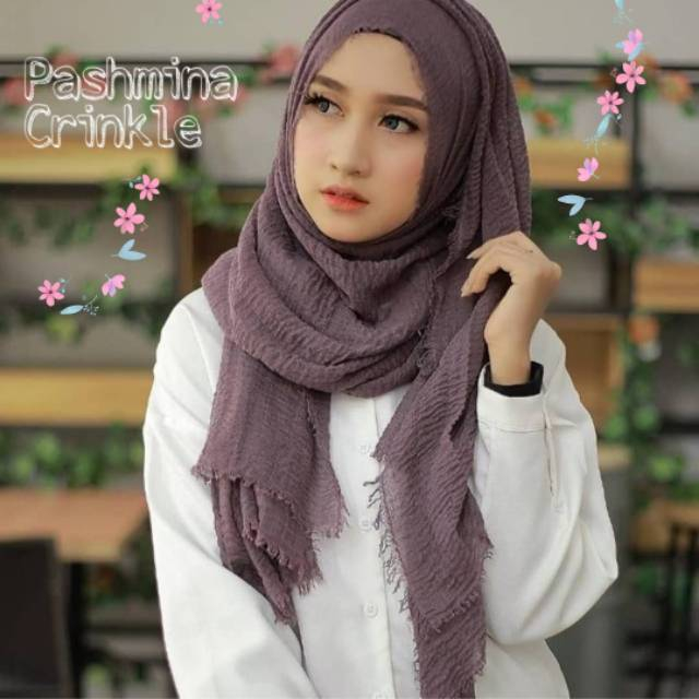 Pashmina Kusut Polos / Hijab Pashmina Crinkle Premium / Pashmina Lecek AFIFAH ID STORE