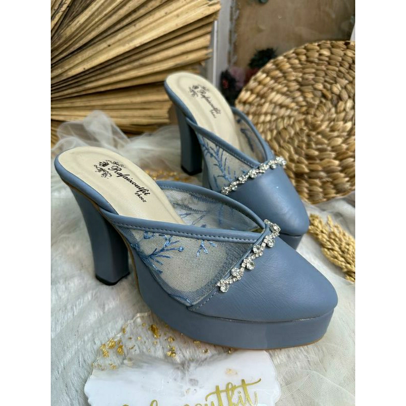 Sepatu wedding pesta cantik Alexna ice blue 10 cm