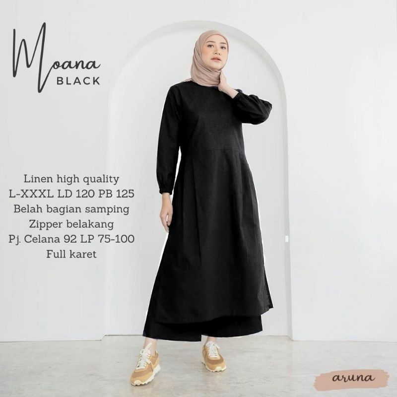 Setelan celana panjang linen HQ one set terbaru Moana by aruna