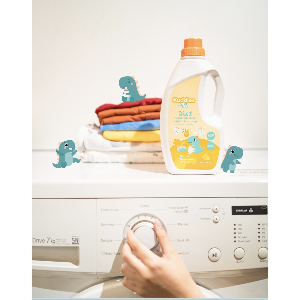 KUDDLES BABY 3 in 1 Organic Liquid Detergent | Pembersih Pewangi Pelembut