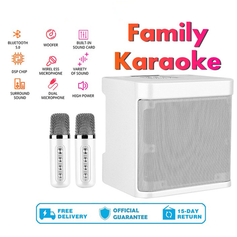 [BISA COD] Wireless KTV Karaoke Mini Speaker + Dual Wireless Microphone