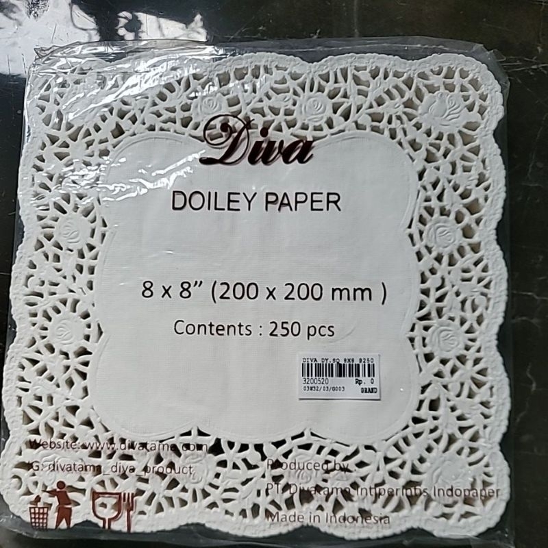 Paper Doiley/Alas Kue Renda Merk DIVA ukuran 20x20cm