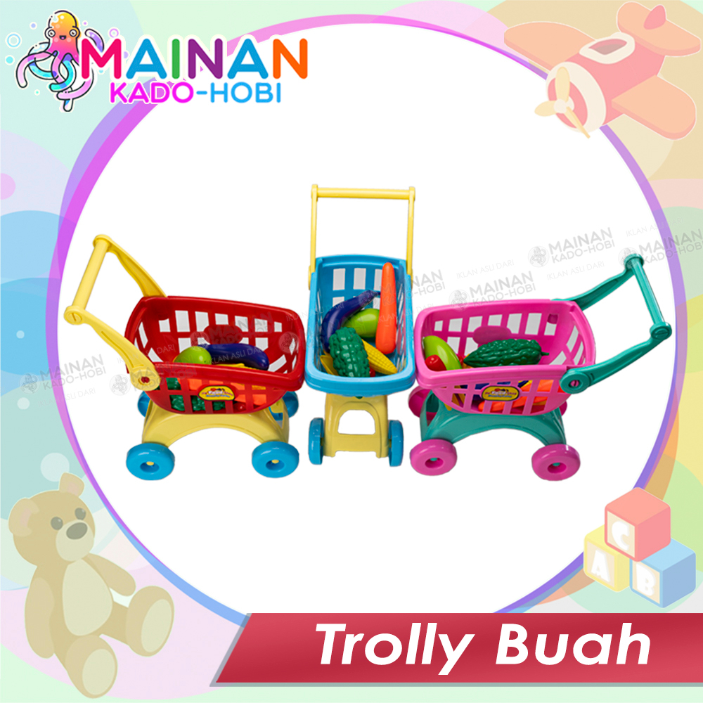 HADIAH ULANG TAHUN MAINAN PERAN EDUKASI MOTORIK ANAK PEREMPUAN TROLI BUAH SAYUR